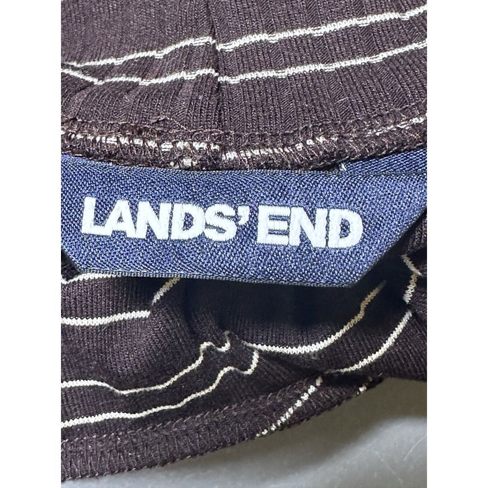 LANDS' END Stretch Cotton Striped Turtleneck' Brown And White Size Large - Picture 3 of 5